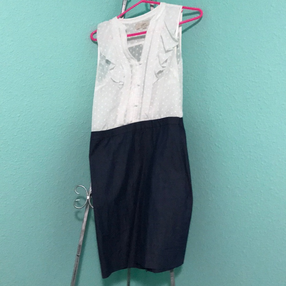 Cute faux denim and white dress!